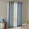 VYNXARIA 50x108" Fretwork Print Grommet Top Window Curtain Panel,White+Blue(Single Panel) - 2 of 4