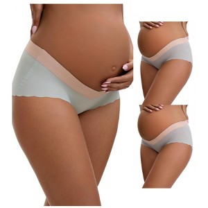 INSPIRE CHIC Women's Low Waist Ice Silk Briefs Pregnancy Under the Bump Underwear 3 Packs - 1 of 4