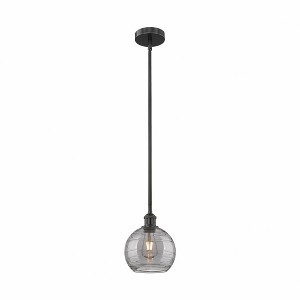 Athens Deco Swirl - 1 Light Stem Hung Mini Pendant In Industrial Style-9.38 Inches Tall and 8 Inches Wide - 1 of 1