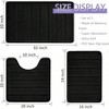 Bathroom Rugs Set, Non - Slip Foam Mats, Washable Shaggy Rugs, U - Shaped Toilet Rug, Black - 3 of 4