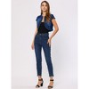 INSPIRE CHIC Women's Cap Sleeve Slim Fit Summer Open Front Crop Denim Jacket - 3 of 4