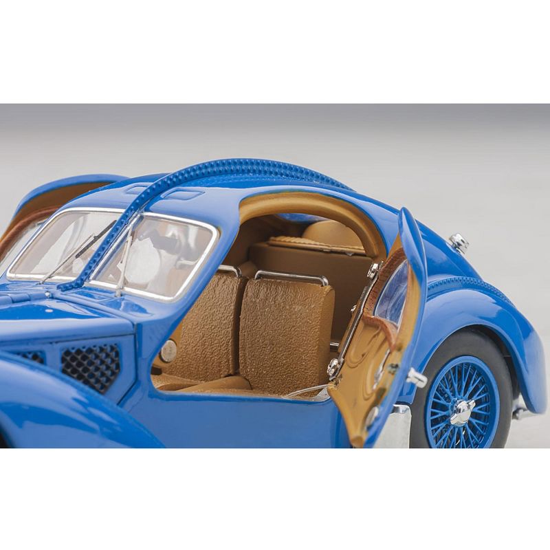 1938 Bugatti Type 57SC Atlantic with Metal Wire-Spoke Wheels Blue 1/43 Diecast Model Car by Autoart, 4 of 6