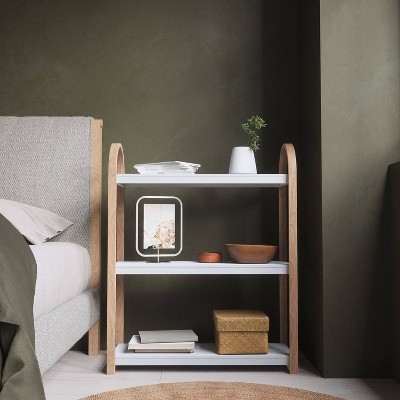 White and Natural Wood 3-Tier Freestanding Shelf