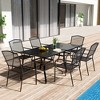 CLIHOME 8-Piece Outdoor Dining Set, 2 Square Table With Umbrella Hole & 6 Mesh Chairs Patio Set - 2 of 4