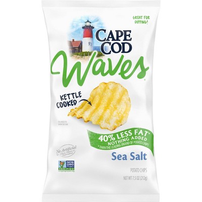 Cape Cod Waves Kettle Cooked Reduced Fat Sea Salt Potato Chips - 7.5oz