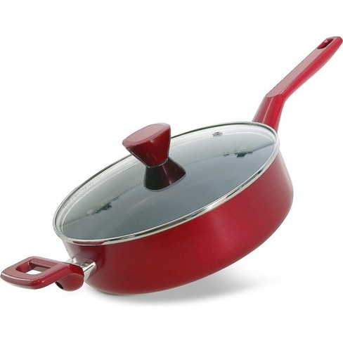 T-fal Simply Cook Nonstick Dishwasher Safe Cookware, 3qt Saucepan with Lid,  Red 3 qt