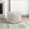 Gulches Off-White Corduroy Square Pouf Ottoman - 16"¡Á16"¡Á16"H, Non-Slip, 300LB Capacity, Plush Footstool/Sitting Pouf (Fully Assembled, 1pc) - 3 of 4