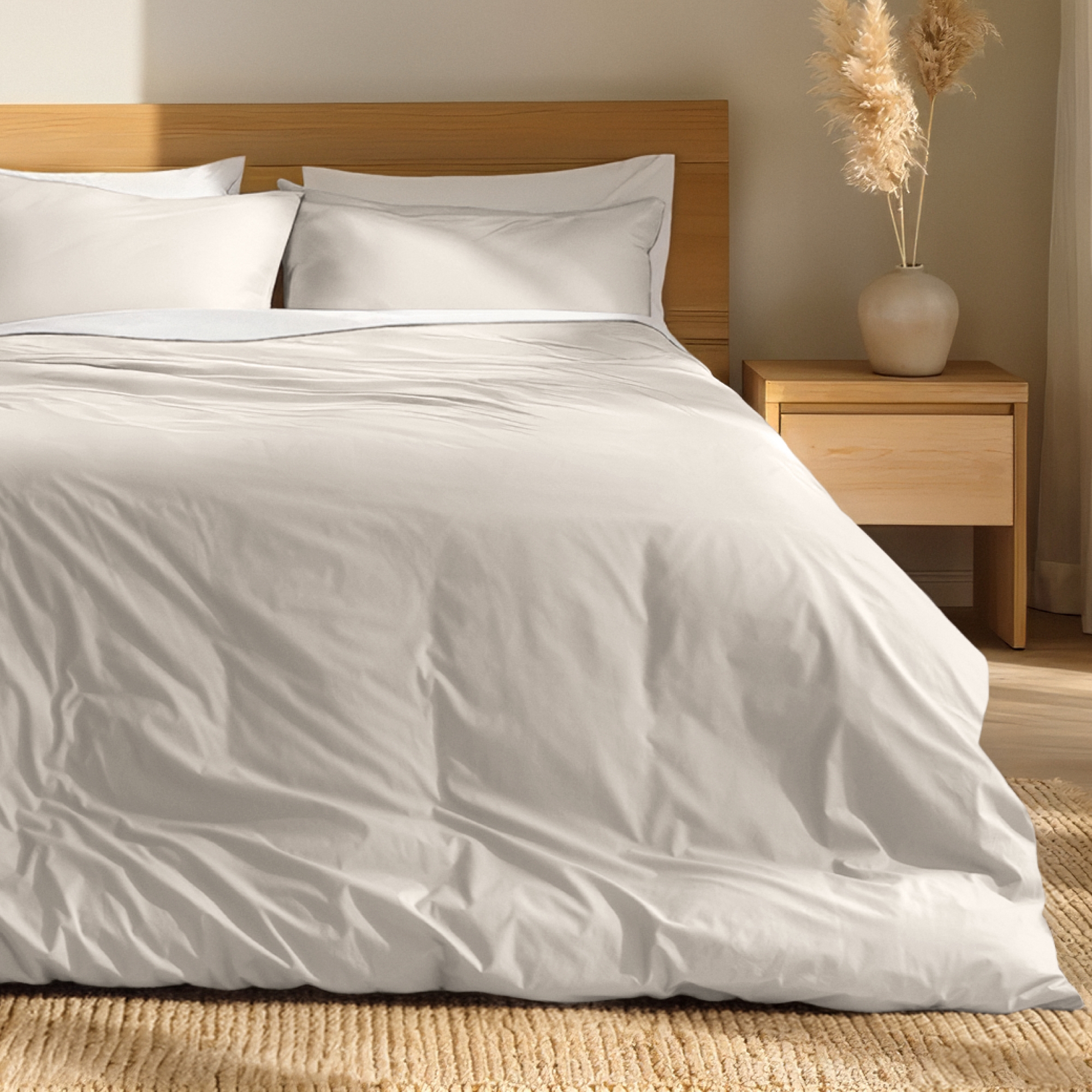 100% Organic Cotton Percale Cooling Duvet Cover & Sham Set by Bare Home - King, French Beige
