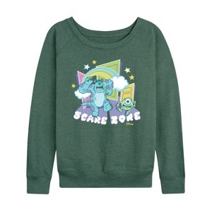 Women's - Disney - Scare Zone In The Clouds Lightweight French Terry Wide Neck Long Sleeve Shirt - 1 of 4