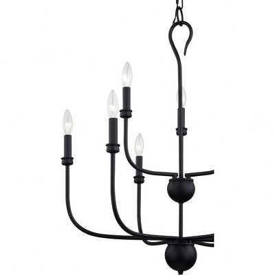 Blanche Matte Black 27" Steel 9-Light Chandelier