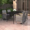 vidaXL Patio Dining Set 5 Piece with Cushions Poly Rattan and Glass - Gray 55.1" Table Length - 2 of 4