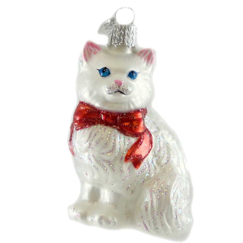 Old World Christmas 3.5 Inch Princess Kitty Ornament Kitten Bow Cat Tree Ornaments, 1 of 3