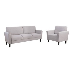 2pc Kason Fabric Sofa & Armchair Set Gray - Abbyson Living