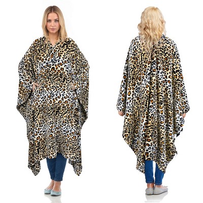 Women Cozy Wearable Fleece Blanket Wrap Shawl Cape With Large Front Pockets, Warm Soft Fuzzy Snuggly Blanket Gift for Woman Wife - Catalonia