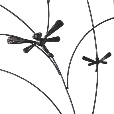 Black Steel Dragonfly Design Garden Trellis Set - 55.75" H - 2-Pack