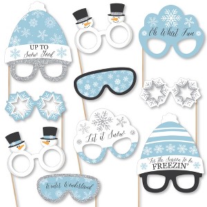 Big Dot of Happiness Winter Wonderland Glasses and Headpieces - Paper Cardstock Snowflake Holiday Party & Winter Wedding Photo Booth Props Kit - 10 Ct - 1 of 4