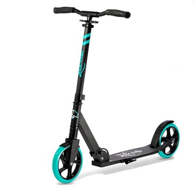 LaScoota Premium Teen Adult Adjustable Portable Folding Kick Scooter with Lightweight Wide Non Slip Deck and Carry Strap, Aqua