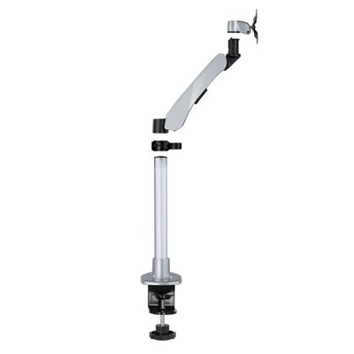 Silver Aluminum Single Monitor Desk Mount with Gas Spring Arm