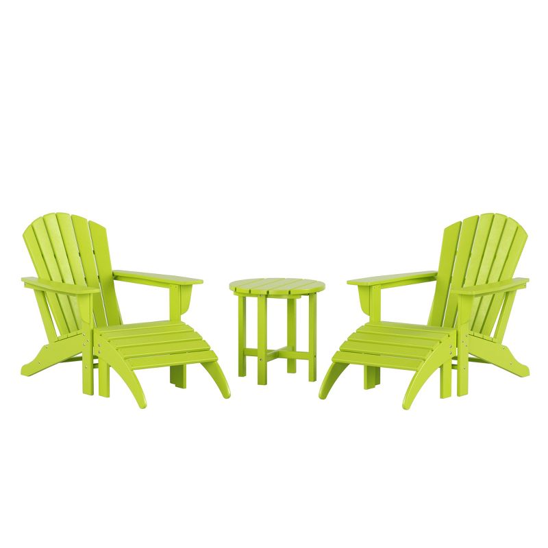 WestinTrends Dylan HDPE Outdoor Patio Adirondack Chairs with Ottomans and Side Table (5-Piece Conversation Set), 1 of 7
