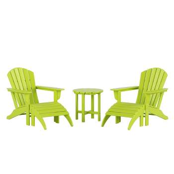 WestinTrends Dylan HDPE Outdoor Patio Adirondack Chairs with Ottomans and Side Table (5-Piece Conversation Set)