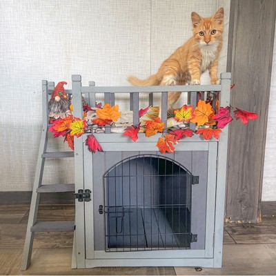 Small Gray Insulated Wooden Outdoor Cat House