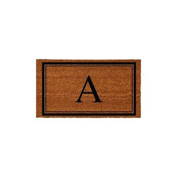 Evergreen Monogram Indoor Outdoor 100% Natural Coir Doormat 28" x 16" |  Letter  "A"
