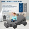 Kids Play Couch, 13 Pieces Modular Toddler Couch for Playroom, Kids Play Couch Sofa with 2 Round Ottomans, Convertible Toddler Couch - 3 of 4