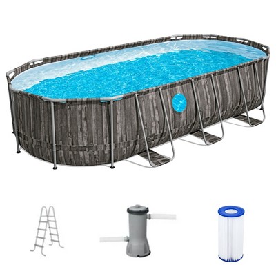 Coleman Power Durable Steel Frame Swim Vista Series II 20' x 10' x 48" Above Ground Outdoor Swimming Pool Set with 1000 GPH Filter Pump and Ladder