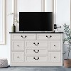 Black  Farmhouse 9 Drawer Engineered Wood Dresser with Built In Charging Station and Anti Tip Device Black - 2 of 4