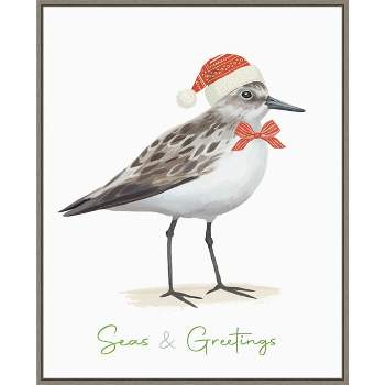 Amanti Art Christmas Sandpiper I by Lucca Sheppard Canvas Wall Art Print Framed 23-in. W x 28-in. H.