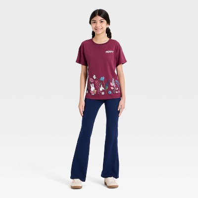Детские футболки Miffy Girls' Miffy Short Sleeve Floral Printed Graphic T-Shirt - Mauve XXL Plus — фото 3