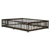 YOOCOZZ Queen Size Rubber Wood Floor Bed with Fence,Door and Safety Guardrails - 2 of 4