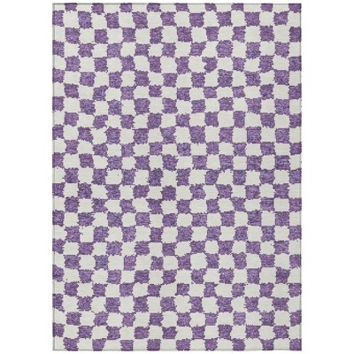 HomeRoots 9' X 12' Purple And Ivory Geometric Washable Indoor Outdoor Area Rug