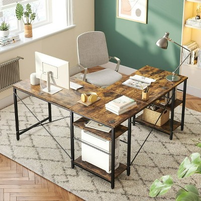 Bestier 59inch L Shaped Desk with Shelves Home Office Gaming Computer Desk