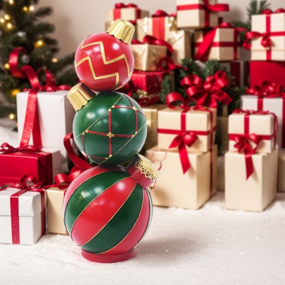 ACEPANO 31.25 in. H Classic Stacked Christmas Ball Ornaments for Holiday Decorations-Red