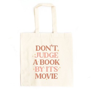 City Creek Prints Don't Judge A Book By It's Movie Canvas Tote Bag - 15x16 - Natural - 1 of 2