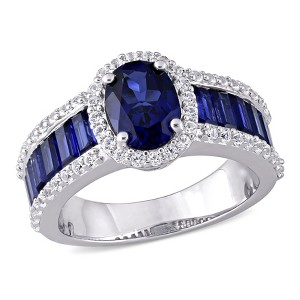 EVERLY JEWELRY |Sterling Silver 4 3/4 CT TGW Created Blue Sapphire Created White Sapphire Fashion Ring - 1 of 4