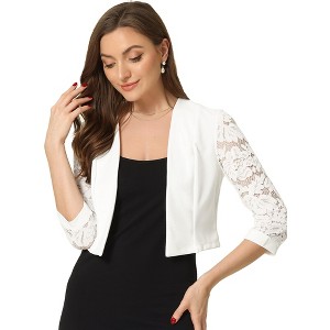 INSPIRE CHIC Women's Wedding Open Front Panel Lace Bolero Shrug - 1 of 4