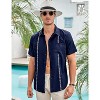 Men's Cotton Linen Shirt Short Sleeve Cuban Guayabera Casual Summer Beach Button Down Shirts With Pocket - 2 of 4