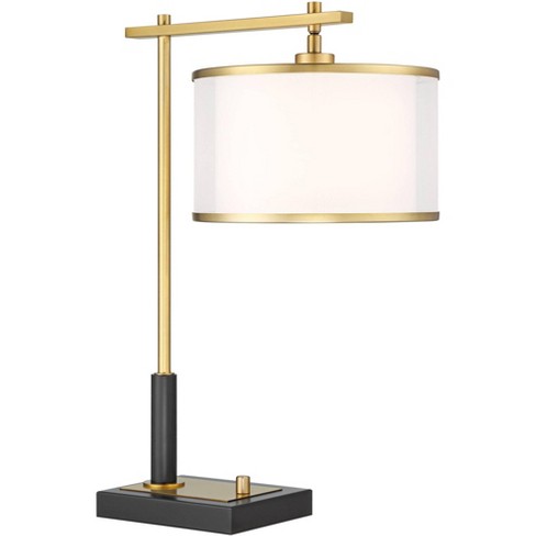 Possini Euro Design Hayven 23 1/2 High Small Mid Century Modern Desk Lamp  With Dual Usb Ports Black Warm Gold Metal Single Home Office Charging :  Target