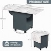 AENKYO 39.4" Folding Dining Room Table with Wheels & Storage, Marble Look Kitchen Island & Desk, Multi-Functional Space Saver with 1 Drawer - 4 of 4