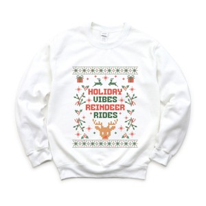 Holiday Vibes Reindeer Rides Ugly Sweater - Women's Graphic Sweatshirt - 1 of 4