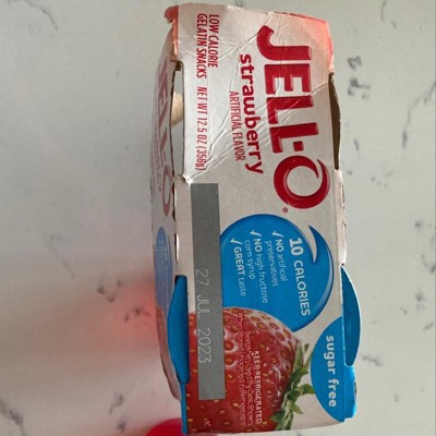 Jell-O Strawberry Sugar Free Jello Cups Gelatin Snack Value Pack, 8 Ct Cups