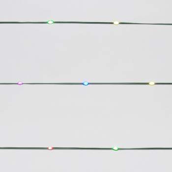 Philips Heavy Duty 50ct Battery Operated LED Dewdrop Icicle String Lights Multicolored with Green Wire