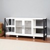 80 Inch Industrial Farmhouse TV Stand with Mesh Door and Open Shelves, Modern Wood and Metal Entertainment Center for Living Room or Bedroom - 4 of 4