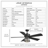 Urban Ambiance Luxury Coastal  Ceiling Fan 20.755''H x 56''W,  Olde Iron Finish,  Cairns Collection, UHP9302 - 3 of 4