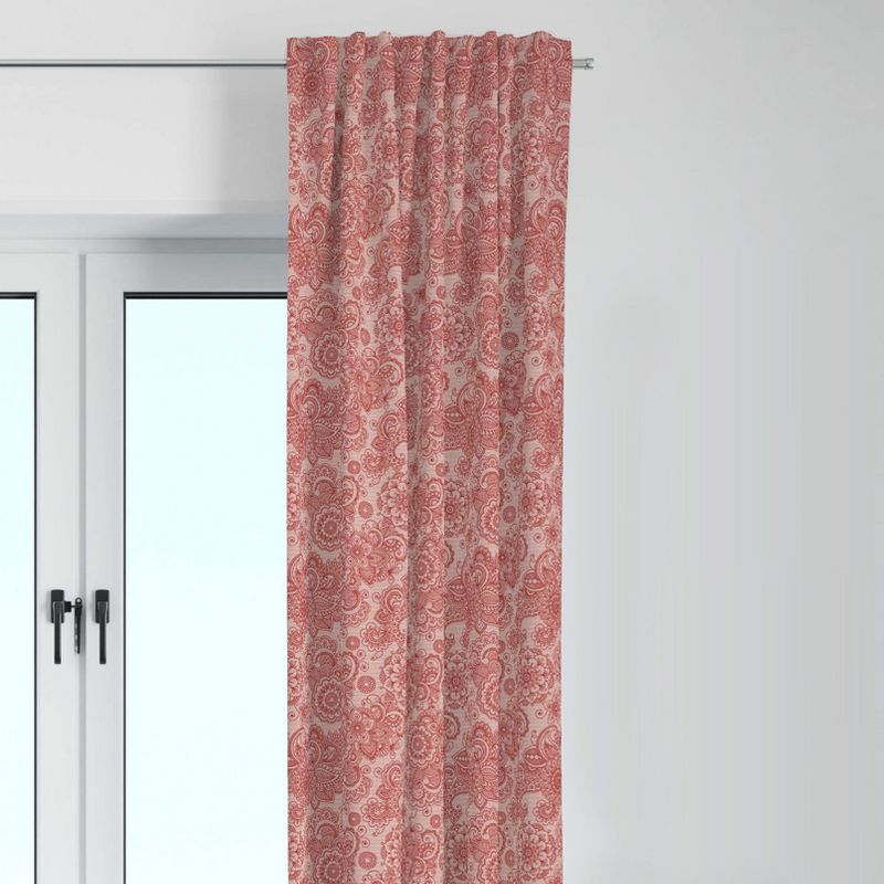 Bacati - Sophia Coral Scroll Cotton Printed Single Window Curtain Panel, 1 of 6