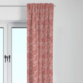 Bacati - Sophia Coral Scroll Cotton Printed Single Window Curtain Panel