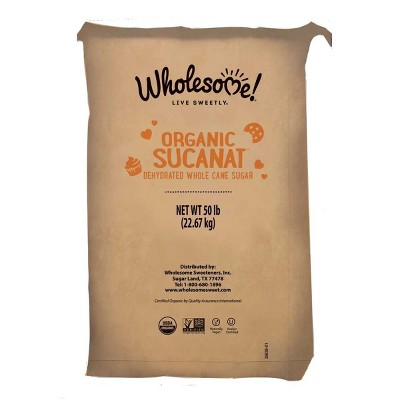 Wholesome Organic Sucanat Dehydrated Whole Cane Sugar - 50 lb