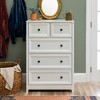 Farmhouse 5 Drawer Grooved Tall Storage Dresser White - Saracina Home: Vertical Chest for Bedroom Storage - 4 of 4